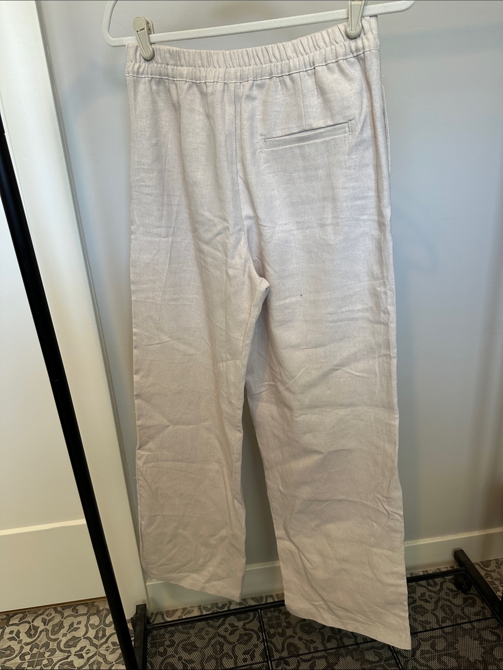 Love tree linen blend Wide-Leg Cream Women's Trousers - Picture 3 of 4
